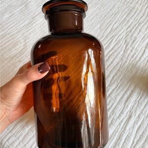 XL Amber Glass Apothecary Jar - Stylish Home Accent 10 x 5.25”